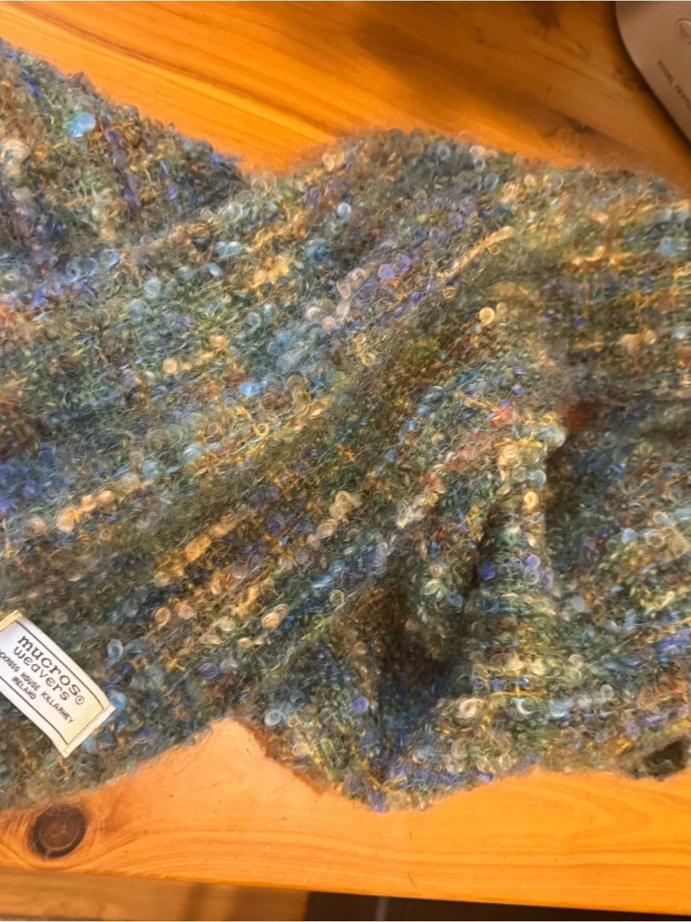 Mucros Weavers Multicolor Wool Blend Scarf - Blue/Green